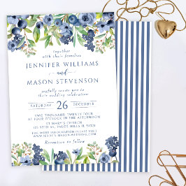Invitación a la boda de otoño con flores azules de