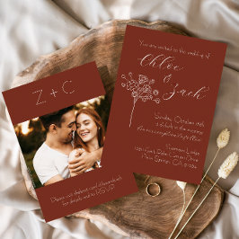 Invitación a la boda de otoño de color vino