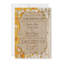Invitación a la boda de otoño de madera antigua de