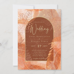 Invitación a la boda de otoño de oro de LeahG Terr