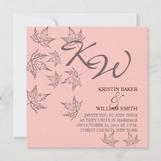 Invitación a la boda de otoño deja el color marrón