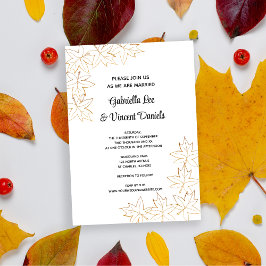 Invitación a la boda de otoño del borde de la hoja