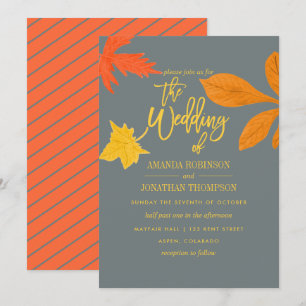 Invitación a la boda de otoño del naranja brillant