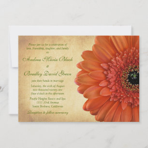 Invitación a la boda de otoño del naranja Gerbera