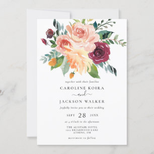 Invitación a la boda de otoño en el Bouquet floral