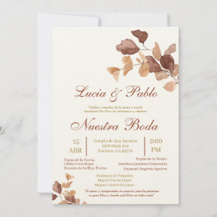 Invitación a la boda de otoño en español