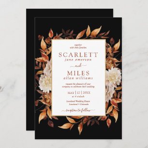 Invitación a la boda de otoño en negro