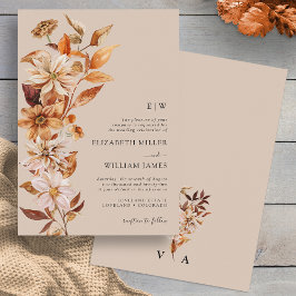 Invitación a la boda de otoño en un monograma