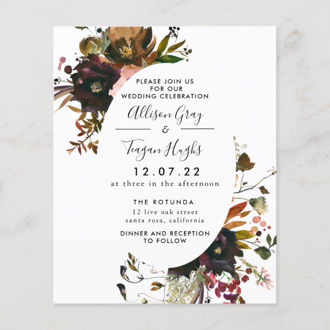 Invitación a la boda de otoño | Folleto presupuest (Frente)