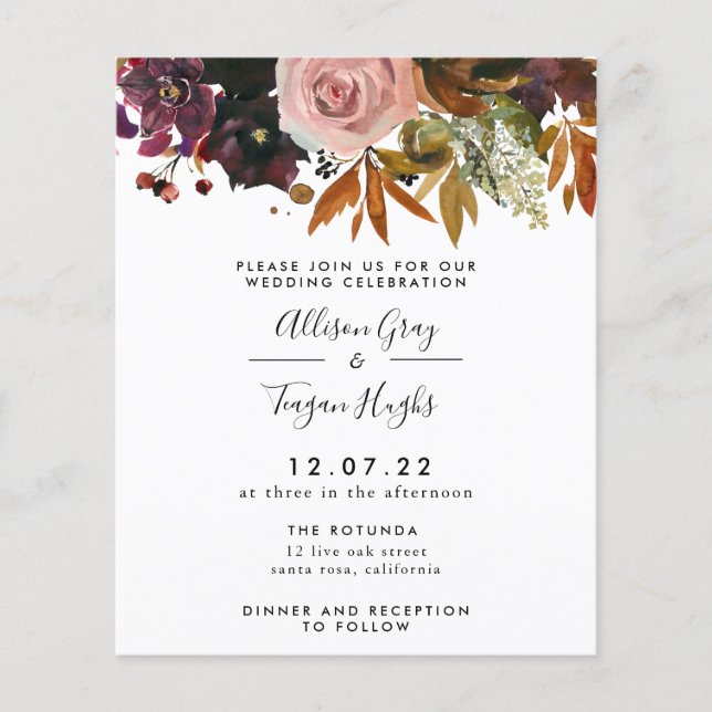 Invitación a la boda de otoño | Folleto presupuest (Frente)