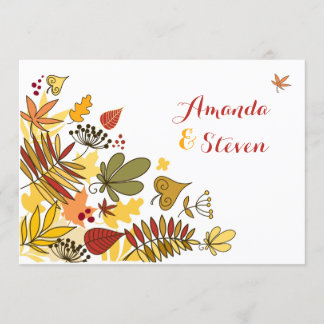 Invitación a la boda de otoño| Hojas, Semillas, Ba