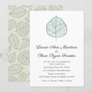 Invitación a la boda de otoño mínima de hoja