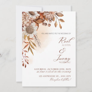 Invitación a la boda de otoño Minimalista marrón