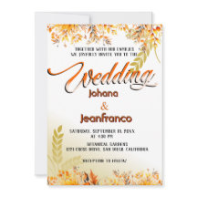 Invitación a la boda de otoño Naranja guión modern
