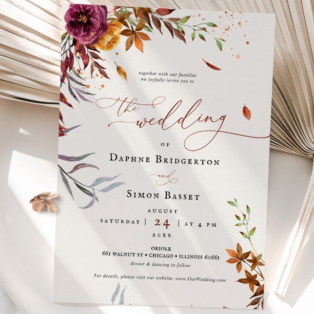 Invitación a la boda de otoño Naranja guión modern (Subido por el creador)
