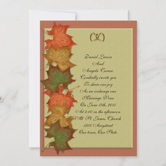 Invitación a la boda de otoño o fiesta (Anverso)