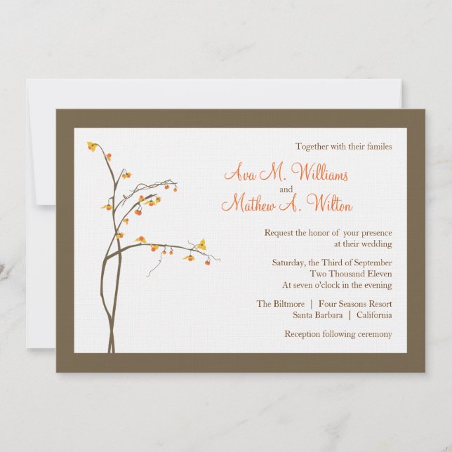 Invitación a la boda de otoño o otoño (Anverso)