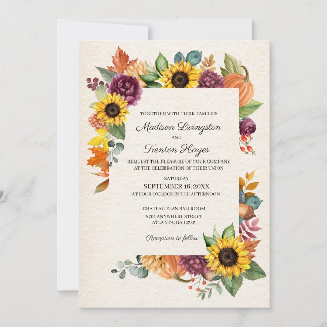 Invitación a la boda de otoño para la caída del gi (Anverso)