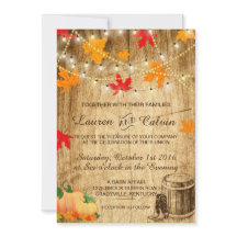 Invitación a la boda de otoño para un boda rústico