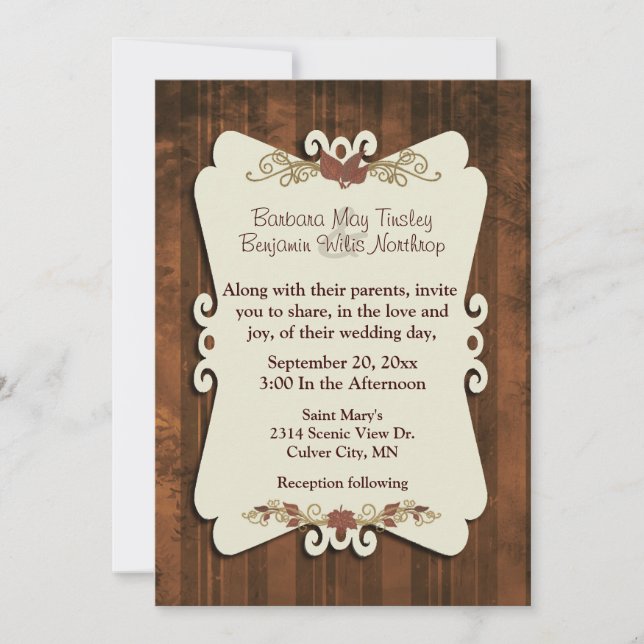 Invitación a la boda de otoño rústica (Anverso)