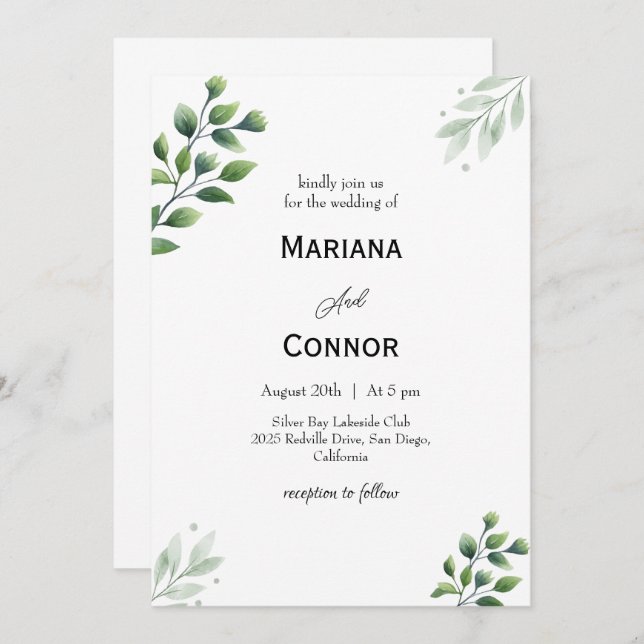 Invitación a la boda de otoño sobre la vegetación (Anverso / Reverso)