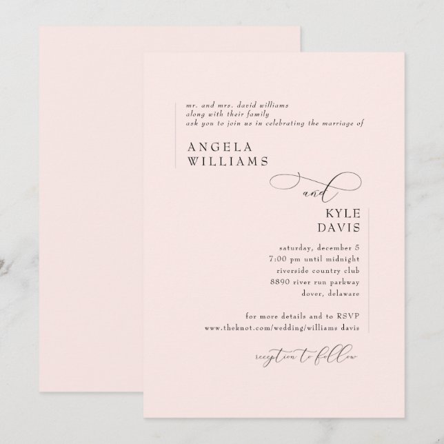 Invitación a la boda de padres de novias rosadas d (Anverso / Reverso)