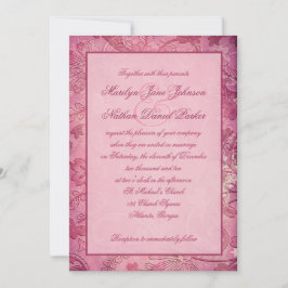 Invitación a la boda de Paisley con flores rosadas