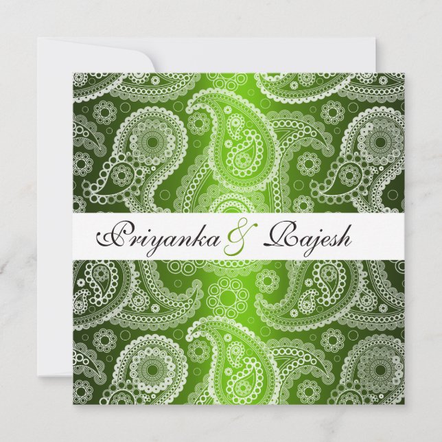 Invitación a la boda de Paisley de encaje blanco y (Anverso)