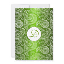 Invitación a la boda de Paisley Monogramada Verde