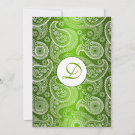 Invitación a la boda de Paisley Monogramada Verde