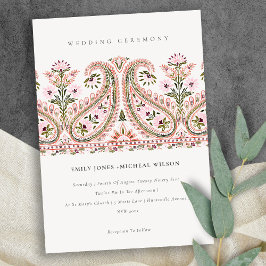 Invitación a la boda de Paisley Motif Pink Green F