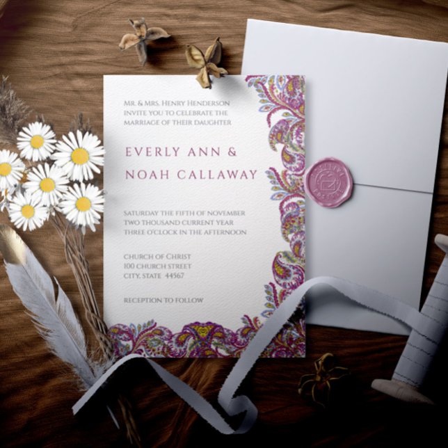 Invitación a la boda de paisley Peacock (Subido por el creador)