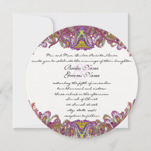 Invitación a la Boda de Paisley Rosa y Verde