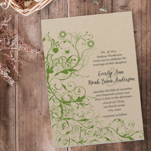 Invitación a la Boda de Pájaros Verdes Negros y Ap