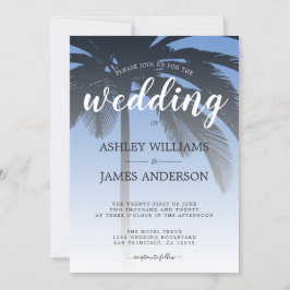 Invitación a la boda de Palm Tree Cornflower Blue