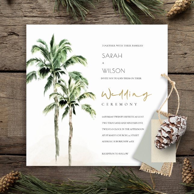 Invitación a la boda de Palm Trees Tropicales Rúst (Subido por el creador)