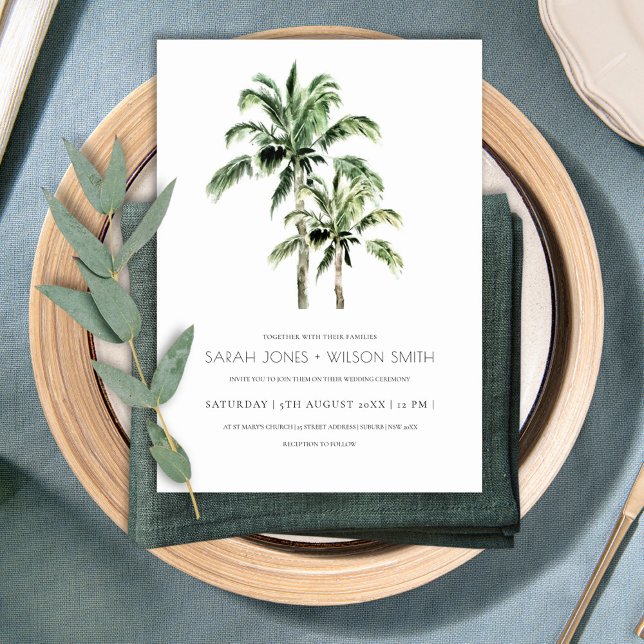 Invitación a la boda de Palm Trees Tropicales Rúst (Subido por el creador)