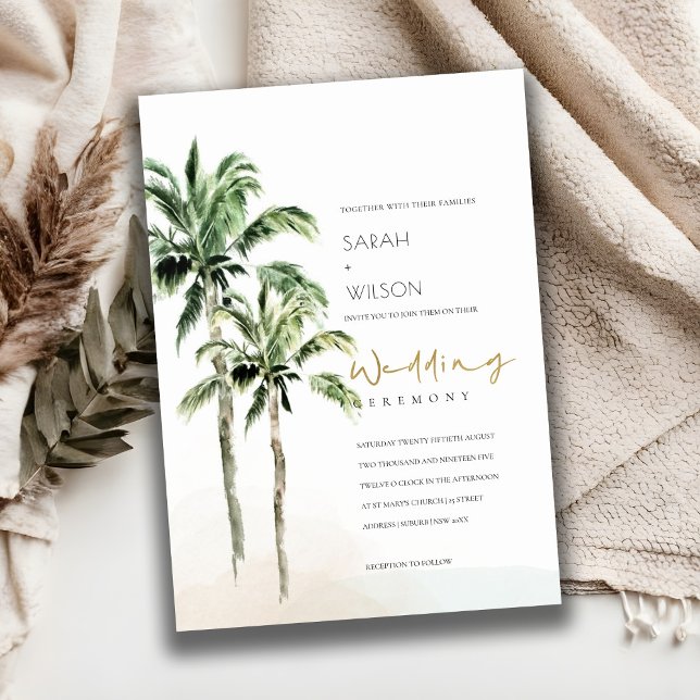 Invitación a la boda de Palm Trees Tropicales Rúst (Subido por el creador)