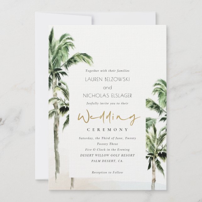 Invitación a la boda de Palm Trees Tropicales Rúst (Anverso)