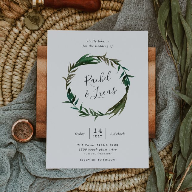 Invitación a la boda de Palm Wreath (Subido por el creador)