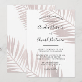 Invitación a la boda de palmas de Rubor tropical
