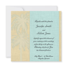 Invitación a la boda de palmeras azules crema
