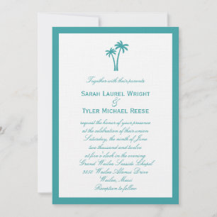 Invitación a la boda de palmeras - Blanco/Aqua