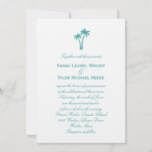 Invitación a la boda de palmeras - Blanco/Aqua