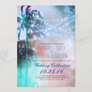 invitación a la boda de palmeras con luces de cade