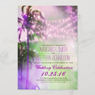 invitación a la boda de palmeras con luces de cade