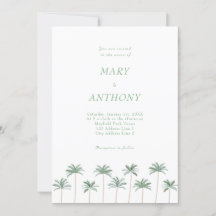 Invitación a la boda de palmeras de playa