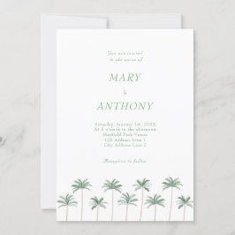Invitación a la boda de palmeras de playa