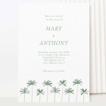 Invitación a la boda de palmeras de playa