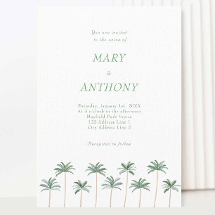 Invitación a la boda de palmeras de playa